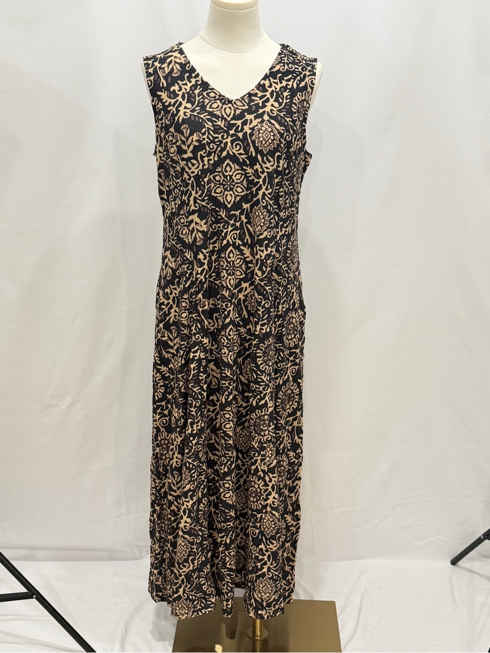 Denim & Co Canyon Retreat Linen Blend Printed Maxi Dress M QVC